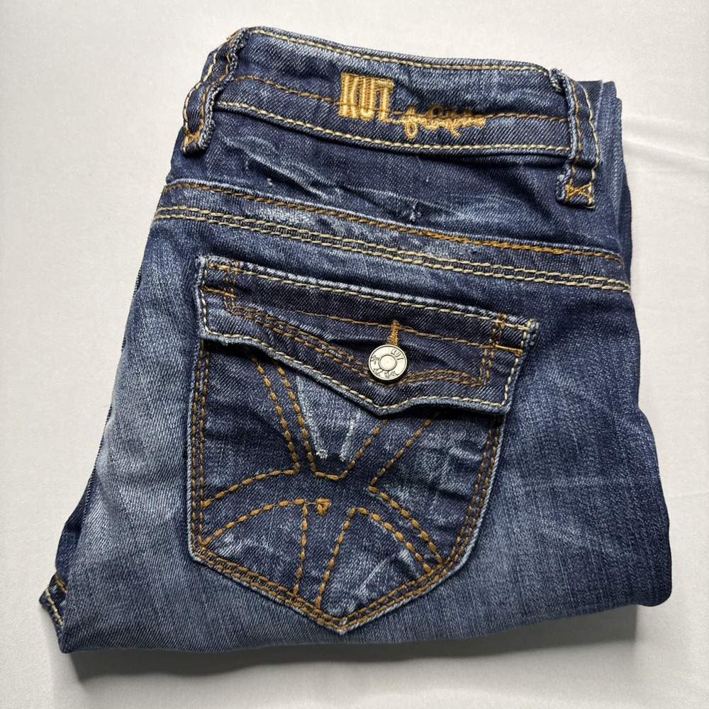 Kut From The Kloth Midrise Straight Boyfriend Jeans Women's 6 Denim Flap Pocket